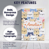 Personalised Name Stylish French Bulldog Dogs Fashion Outfit Seamless Custom Home Unique Canvas Wall Art Print Decor Picture Ready to Hang