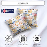 Custom Name French Bulldog Dogs Fashion Outfit Seamless Pattern Square Filled Cushion Throw Pillow Sofa Bed Home Decor Zip Washable UK Made