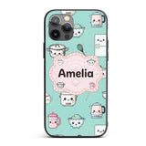 Cute Kawaii Chef Girl Mint Utensils Seamless Custom Name Protective Phone Case Mobile Cover Durable Everyday Smartphone Shock Resistant