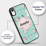 Cute Kawaii Chef Girl Mint Utensils Seamless Custom Name Protective Phone Case Mobile Cover Durable Everyday Smartphone Shock Resistant