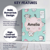 Personalised Name Cute Kawaii Chef Girl Custom  Modern Room Accent Elegant Feature Canvas Wall Art Print Decor Picture Ready to Hang
