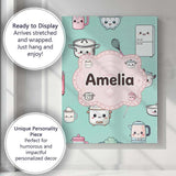 Personalised Name Cute Kawaii Chef Girl Custom  Modern Room Accent Elegant Feature Canvas Wall Art Print Decor Picture Ready to Hang