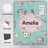 Personalised Name Cute Kawaii Chef Girl Custom  Modern Room Accent Elegant Feature Canvas Wall Art Print Decor Picture Ready to Hang