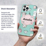 Cute Kawaii Chef Girl Mint Utensils Seamless Custom Name Protective Phone Case Mobile Cover Durable Everyday Smartphone Shock Resistant