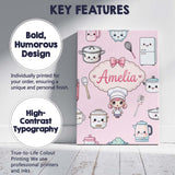 Personalised Name Cute Kawaii Chef Girl Custom  Modern Room Accent Elegant Feature Canvas Wall Art Print Decor Picture Ready to Hang