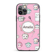 Cute Kawaii Chef Girl Soft Pink Utensils Seamless Custom Name Protective Phone Case Mobile Cover Durable Everyday Smartphone Shock Resistant