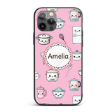 Cute Kawaii Chef Girl Soft Pink Utensils Seamless Custom Name Protective Phone Case Mobile Cover Durable Everyday Smartphone Shock Resistant