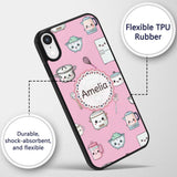 Cute Kawaii Chef Girl Soft Pink Utensils Seamless Custom Name Protective Phone Case Mobile Cover Durable Everyday Smartphone Shock Resistant
