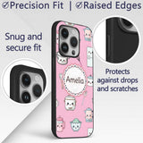 Cute Kawaii Chef Girl Soft Pink Utensils Seamless Custom Name Protective Phone Case Mobile Cover Durable Everyday Smartphone Shock Resistant