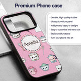 Cute Kawaii Chef Girl Soft Pink Utensils Seamless Custom Name Protective Phone Case Mobile Cover Durable Everyday Smartphone Shock Resistant