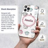 Cute Kawaii Chef Girl Utensils Grey Background Custom Name Protective Phone Case Mobile Cover Durable Everyday Smartphone Shock Resistant
