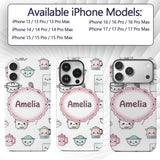 Cute Kawaii Chef Girl Utensils Grey Background Custom Name Protective Phone Case Mobile Cover Durable Everyday Smartphone Shock Resistant