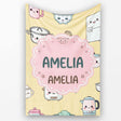 Cute Kawaii Chef Girl  Utensils Yellow Background Seamless  Personalised Custom Name Super Soft Fleece Blanket Bed Sofa Throw