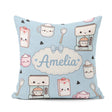 Custom Name Kawaii Maker Cups Milk Carton Seamless Pattern Name Square Filled Cushion Throw Pillow Sofa Bed Home Decor Zip Washable UK Made