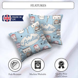 Custom Name Kawaii Maker Cups Milk Carton Seamless Pattern Name Square Filled Cushion Throw Pillow Sofa Bed Home Decor Zip Washable UK Made