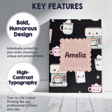 Personalised Name Cute Kawaii Coffee Maker Custom  Unique Gift Idea Elegant Feature Canvas Wall Art Print Decor Picture Ready to Hang