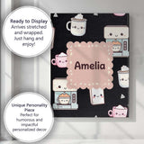 Personalised Name Cute Kawaii Coffee Maker Custom  Unique Gift Idea Elegant Feature Canvas Wall Art Print Decor Picture Ready to Hang
