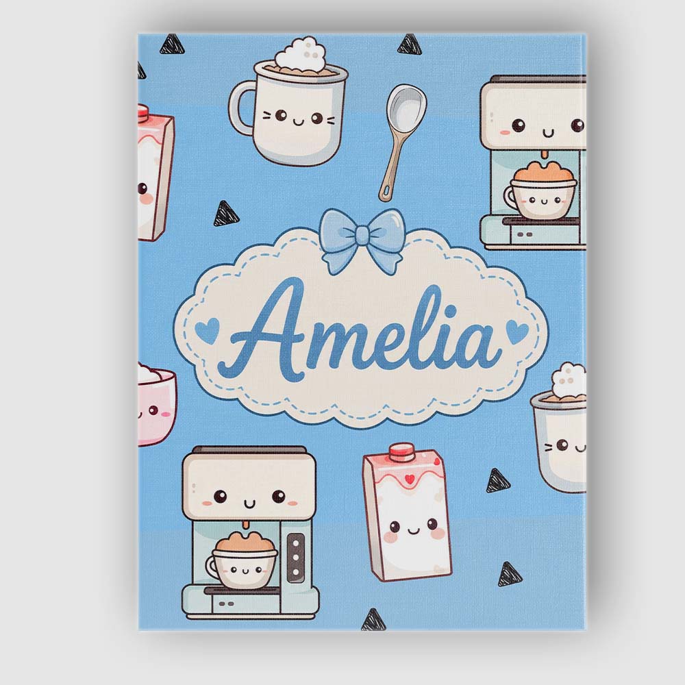 Personalised Name Cute Kawaii Coffee Maker Custom  Unique Gift Idea Elegant Feature Canvas Wall Art Print Decor Picture Ready to Hang