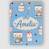 Personalised Name Cute Kawaii Coffee Maker Custom  Unique Gift Idea Elegant Feature Canvas Wall Art Print Decor Picture Ready to Hang