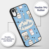 Cute Kawaii Coffee Maker Cups Milk Printed Design Custom Name Protective Phone Case Mobile Cover Durable Everyday Smartphone Shock Resistant