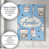 Personalised Name Cute Kawaii Coffee Maker Custom  Unique Gift Idea Elegant Feature Canvas Wall Art Print Decor Picture Ready to Hang