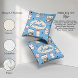 Custom Name Cute Kawaii Maker Cups Milk Blue Background Seamless Square Filled Cushion Throw Pillow Sofa Bed Home Decor Zip Washable UK Made