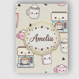 Personalised Name Cute Kawaii Coffee Maker Custom  Unique Gift Idea Elegant Feature Canvas Wall Art Print Decor Picture Ready to Hang