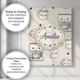Personalised Name Cute Kawaii Coffee Maker Custom  Unique Gift Idea Elegant Feature Canvas Wall Art Print Decor Picture Ready to Hang