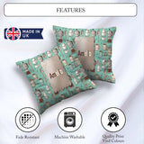 Custom Name Cute Kawaii Maker Cups Milk Mint Background Seamless Square Filled Cushion Throw Pillow Sofa Bed Home Decor Zip Washable UK Made
