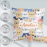 Custom Name French Bulldog Dogs Fashion Outfit Seamless Pattern Square Filled Cushion Throw Pillow Sofa Bed Home Decor Zip Washable UK Made