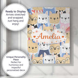 Personalised Name Stylish French Bulldog Dogs Fashion Outfit Seamless Custom Home Unique Canvas Wall Art Print Decor Picture Ready to Hang
