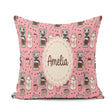Custom Name Cute Kawaii Maker Cups Milk Pink Background Seamless Square Filled Cushion Throw Pillow Sofa Bed Home Decor Zip Washable UK Made