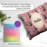 Custom Name Cute Kawaii Maker Cups Milk Pink Background Seamless Square Filled Cushion Throw Pillow Sofa Bed Home Decor Zip Washable UK Made