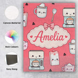 Personalised Name Cute Kawaii Coffee Maker Custom  Unique Gift Idea Elegant Feature Canvas Wall Art Print Decor Picture Ready to Hang