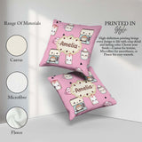 Custom Name Cute Kawaii Maker Cups Milk Pink Background Seamless Square Filled Cushion Throw Pillow Sofa Bed Home Decor Zip Washable UK Made