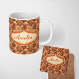 Personalized Custom Name Abstract Woman Portrait Flowing Hair Artistic Pattern Lovely 11oz Ceramic Coffee Tea Mug White Large Handle