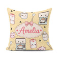 Custom Name Kawaii Maker Cups Milk Yellow Background Seamless Square Filled Cushion Throw Pillow Sofa Bed Home Decor Zip Washable UK Made
