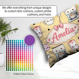 Custom Name Kawaii Maker Cups Milk Yellow Background Seamless Square Filled Cushion Throw Pillow Sofa Bed Home Decor Zip Washable UK Made