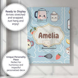 Personalised Name Cute Kawaii Mixer Kettle Custom  Unique Gift Idea Elegant Feature Canvas Wall Art Print Decor Picture Ready to Hang