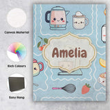 Personalised Name Cute Kawaii Mixer Kettle Custom  Unique Gift Idea Elegant Feature Canvas Wall Art Print Decor Picture Ready to Hang