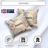 Custom Name Cute Kawaii Mixer Kettle Cups Fruit Beige Background Square Filled Cushion Throw Pillow Sofa Bed Home Decor Zip Washable UK Made
