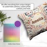 Custom Name Cute Kawaii Mixer Kettle Cups Fruit Beige Background Square Filled Cushion Throw Pillow Sofa Bed Home Decor Zip Washable UK Made