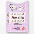 Cute Kawaii  Mixer Kettle Cups Purple Background Seamless  Personalised Custom Name Super Soft Fleece Blanket Bed Sofa Throw