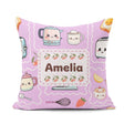 Custom Name Kawaii Mixer Kettle Cups Purple Background Seamless Square Filled Cushion Throw Pillow Sofa Bed Home Decor Zip Washable UK Made