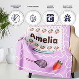 Cute Kawaii  Mixer Kettle Cups Purple Background Seamless  Personalised Custom Name Super Soft Fleece Blanket Bed Sofa Throw