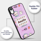 Cute Kawaii Mixer Kettle Cups Purple Background Custom Name Protective Phone Case Mobile Cover Durable Everyday Smartphone Shock Resistant