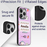 Cute Kawaii Mixer Kettle Cups Purple Background Custom Name Protective Phone Case Mobile Cover Durable Everyday Smartphone Shock Resistant