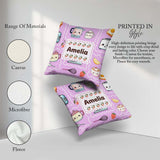 Custom Name Kawaii Mixer Kettle Cups Purple Background Seamless Square Filled Cushion Throw Pillow Sofa Bed Home Decor Zip Washable UK Made