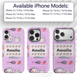Cute Kawaii Mixer Kettle Cups Purple Background Custom Name Protective Phone Case Mobile Cover Durable Everyday Smartphone Shock Resistant