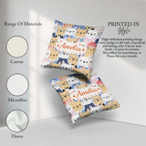 Custom Name French Bulldog Dogs Fashion Outfit Seamless Pattern Square Filled Cushion Throw Pillow Sofa Bed Home Decor Zip Washable UK Made
